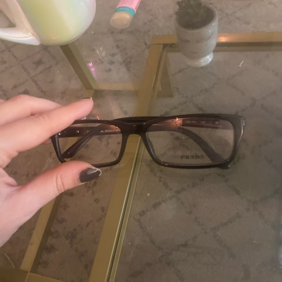 New Prada Eyeglasses Black Frames Silver Details - Picture 6 of 9